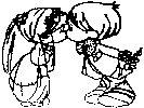Cartoon couple kissing